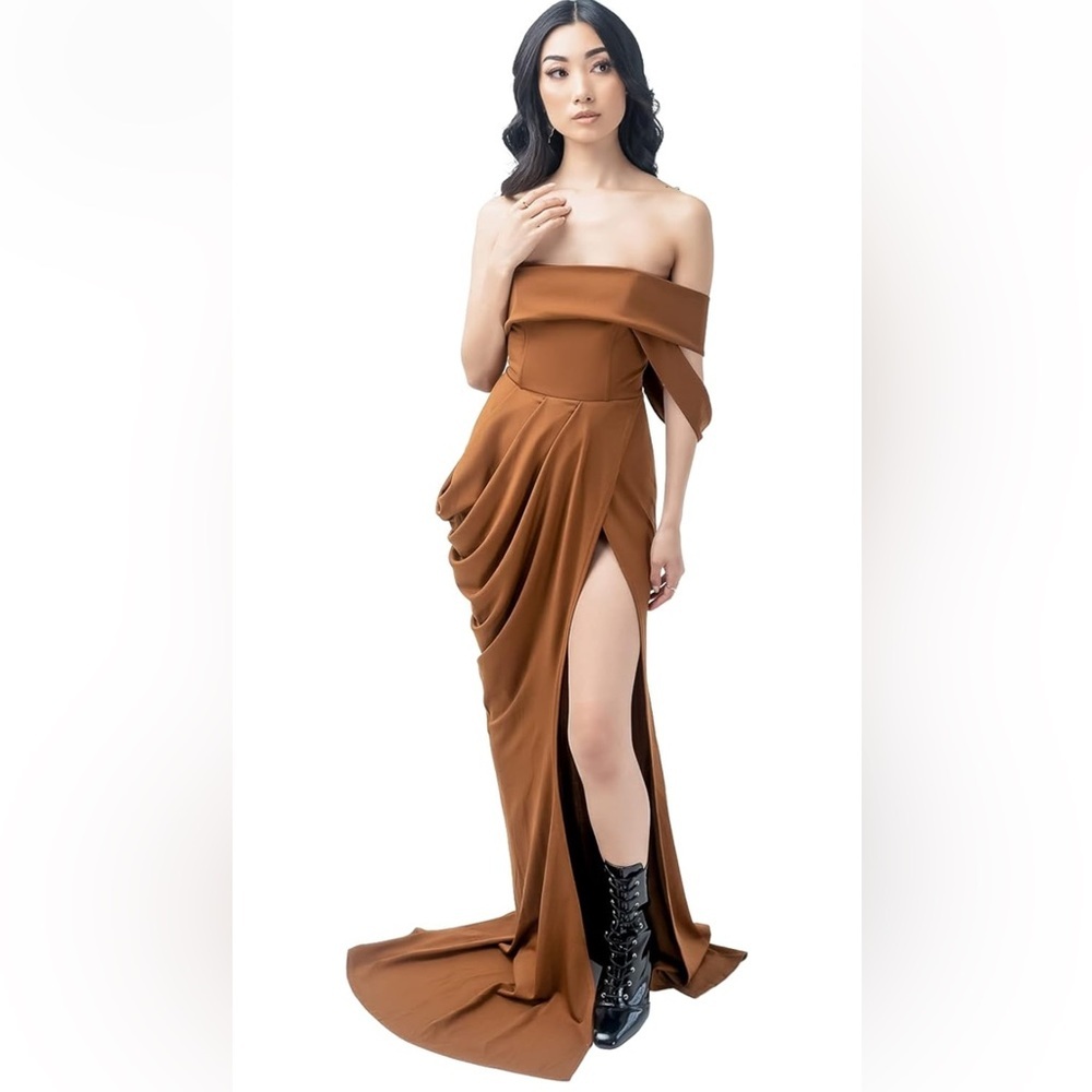 Pantora  "Lisa"Draped Strapless Gown Formal Party Dress